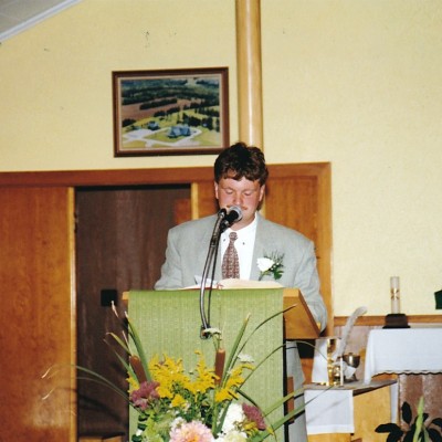 1997 Aug Ernie Gallant reading at Corey &Tammy's wedding