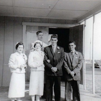 1959 April 9th Florence & Eugene Larkin's wedding Colleen and Melvin Larkin married by Father MacDonald