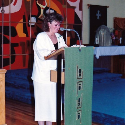 Dee Dee Doiron reading at Deanna's wedding