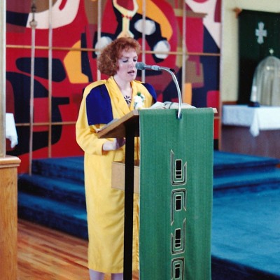 Heather McNeil reading at Deanna's wedding