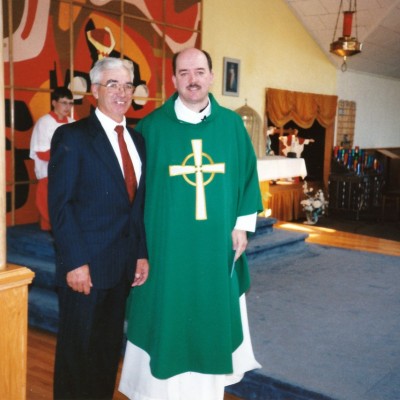 Roland Larkin and Father Brian MacDougal