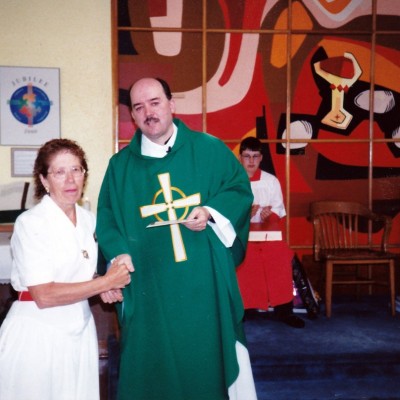 Marion Murphy and Father Brian MacDougal