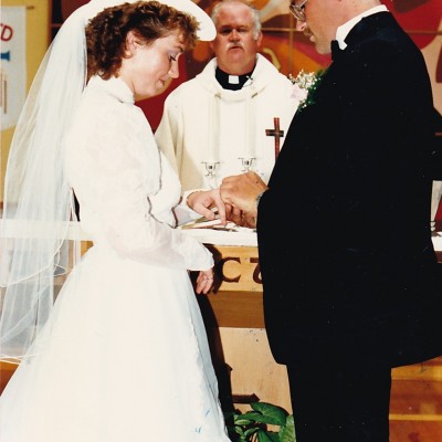 1987 July 25 Heather  & Gerald Doiron & Father Leo Trainor