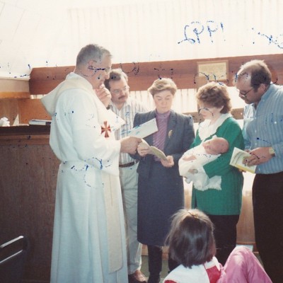 1992 April Mitchell Doiron's baptism Heather & Gerald &Terry & Paula Gauthier